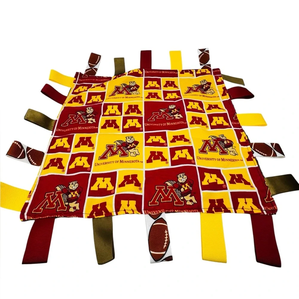 University Of MN Golden Gophers Baby Tag Lovey Security Blanket Handmade.
